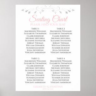 Pink & Gray Simple 4 Table Wedding Seating Chart