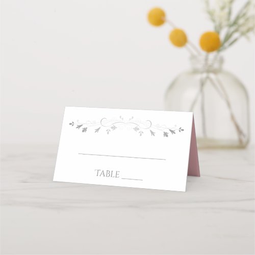 Pink  Gray Simple Elegant Wedding Place Cards