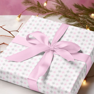 Pink Gray Snowflakes Wrapping Paper