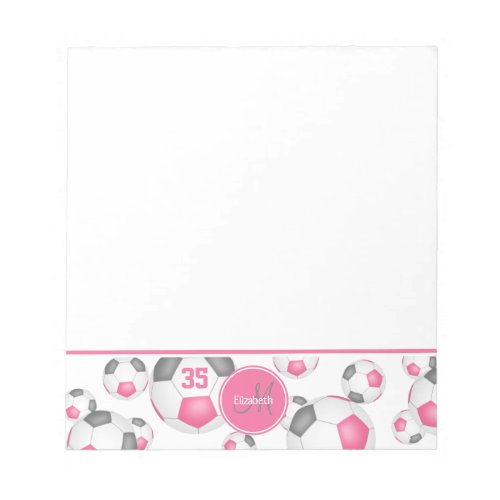pink gray soccer balls sports accent monogrammed notepad