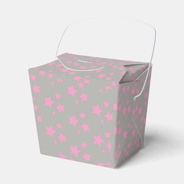 Pink Gray Stars Modern design Favor Boxes (Front Side)