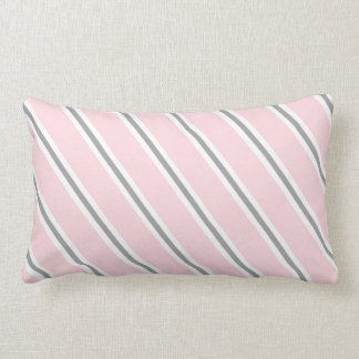 Pink Gray Striped Baby Nursery Decor Lumbar Pillow