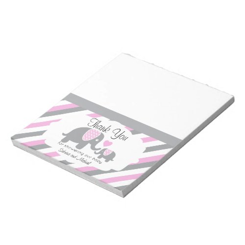 Pink  Gray Stripes Elephant   Candy Toppers Notepad
