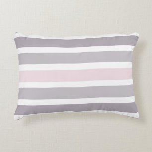 Pink Gray Stripes Pattern Decorative Pillow