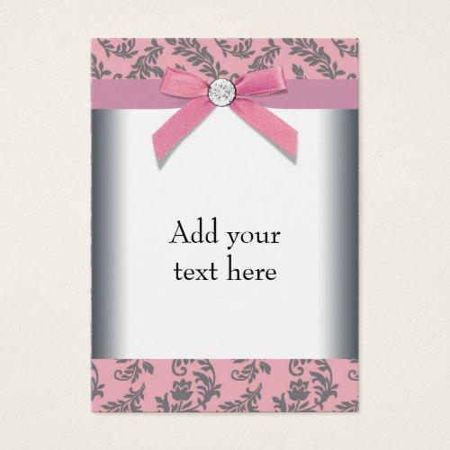 Pink Gray Swirl Damask Multi Purpose Card Business Card