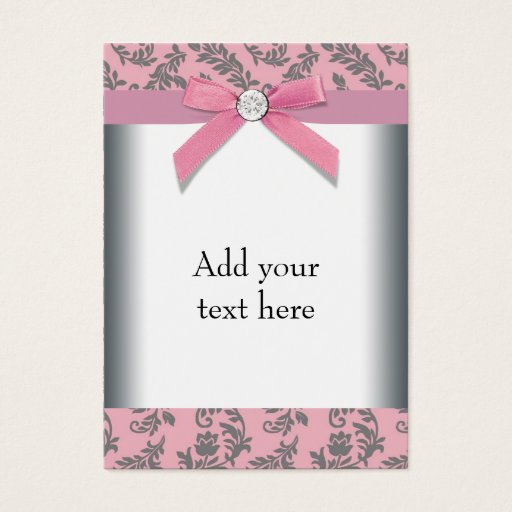 Customizable Pink Gray Swirl Damask Multi Purpose Card Business Card