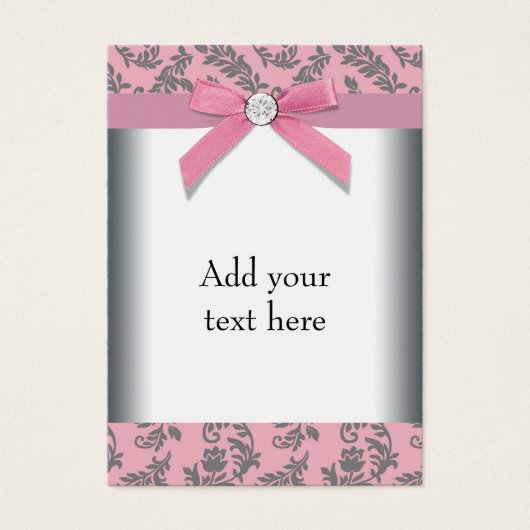 Pink Gray Swirl Damask Multi Purpose Card (Front)