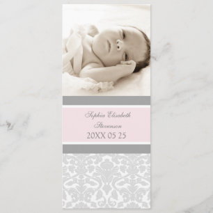 Pink Gray Template New Baby Birth Announcement