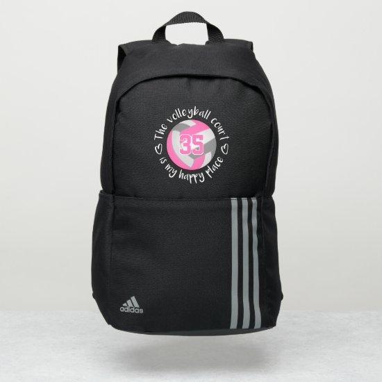 pink gray The volleyball court is my happy place Adidas Backpack