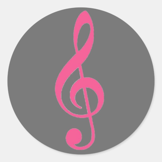 Pink gray treble clef music stickers (Front)
