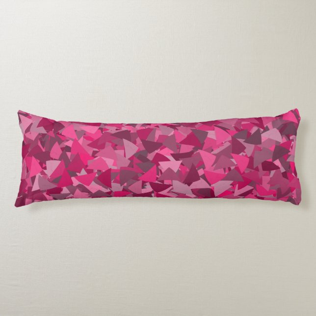 Pink Gray Triangle Pattern Body Pillow (Front)