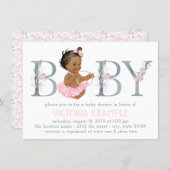 Pink Gray Tutu Ethnic Baby Girl Shower Invitations (Front/Back)