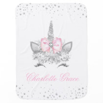 Pink Gray Unicorn Baby Girl Baby Blanket Pink Gray Unicorn Baby Girl Baby Blanket