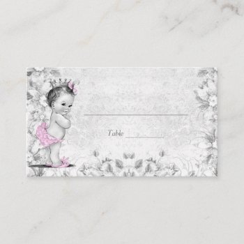 Pink Gray Vintage Princess Baby Shower Place Cards by The_Vintage_Boutique at Zazzle
