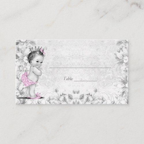 Pink Gray Vintage Princess Baby Shower Place Cards