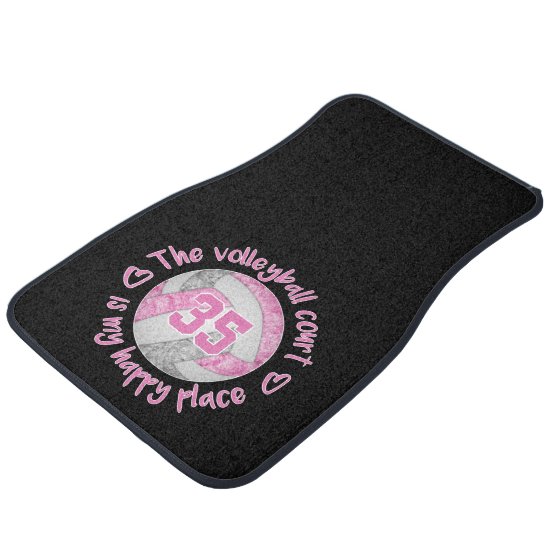 pink gray volleyball court happy place typography car floor mat
