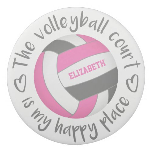 pink gray volleyball court my happy place eraser