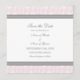 Pink Gray Wedding Save the Date Card