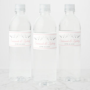 Pink & Gray Wedding Water Bottle Labels