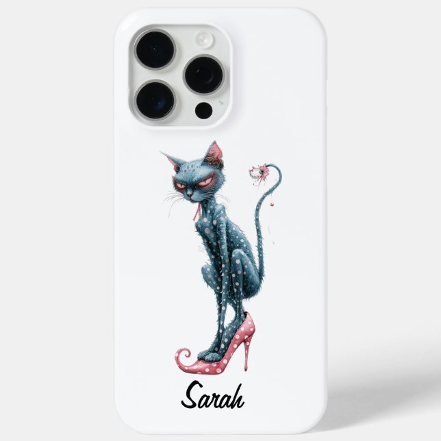 Pink Gray Whimsical Cat  Case-Mate iPhone Case (Back)
