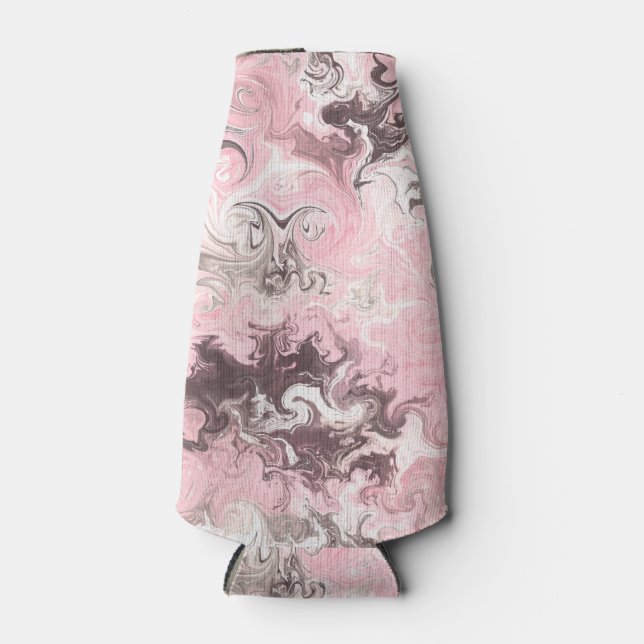 Pink gray white camo bottle cooler (Front)