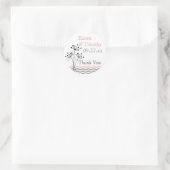 Pink, Gray, White Floral Chevron Stripes Sticker (Bag)