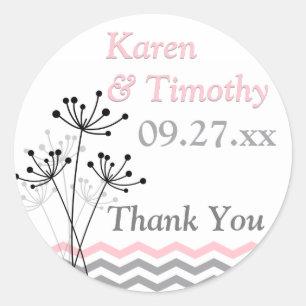 Pink, Gray, White Floral Chevron Stripes Sticker