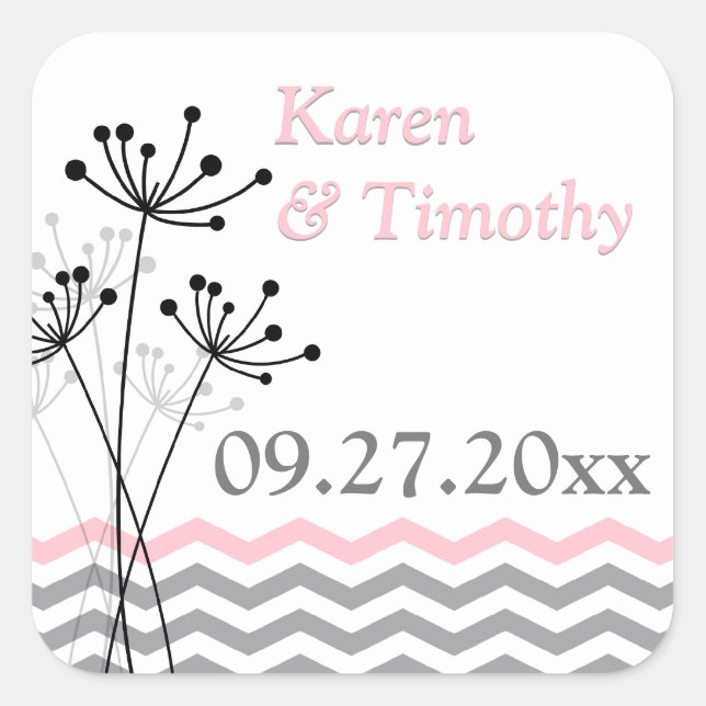 Pink, Gray, White Floral Chevron Stripes Sticker (Front)