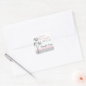 Pink, Gray, White Floral Chevron Stripes Sticker (Envelope)
