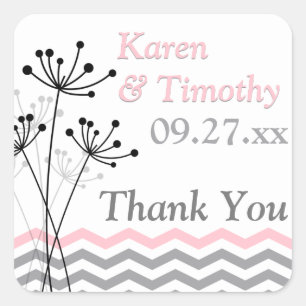 Pink, Gray, White Floral Chevron Stripes Sticker