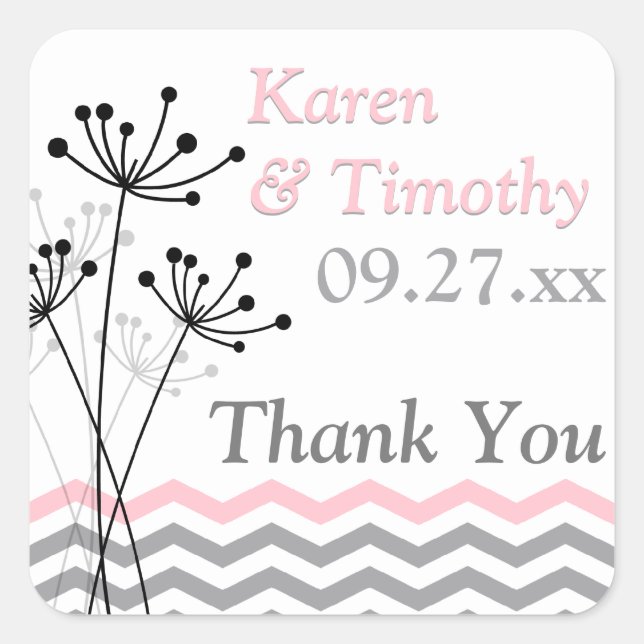Pink, Gray, White Floral Chevron Stripes Sticker (Front)