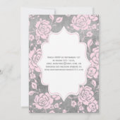 Pink Gray White Floral Damask Wedding Invitation (Back)