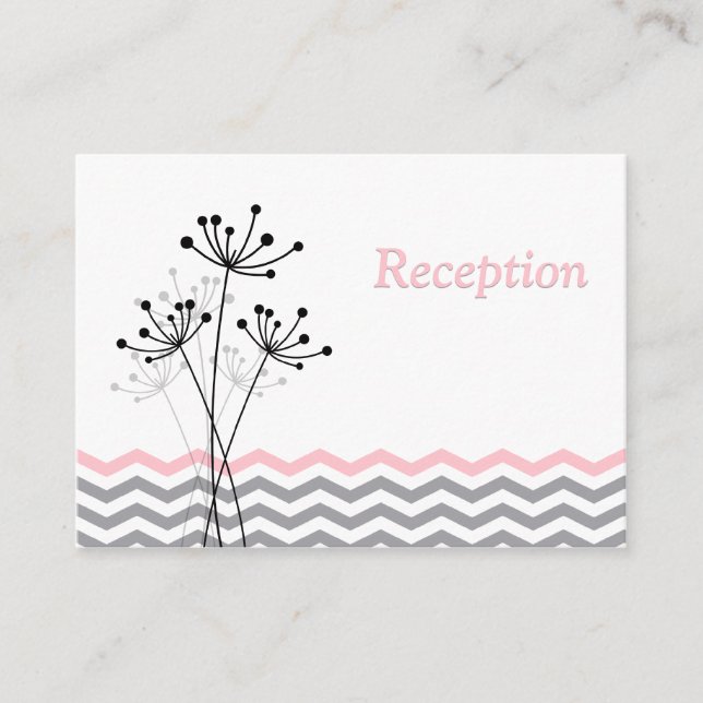 Pink Gray White Floral Reception Enclosure Card (Front)
