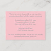 Pink Gray White Floral Reception Enclosure Card (Back)