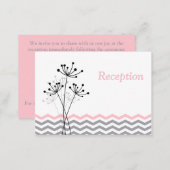 Pink Gray White Floral Reception Enclosure Card (Front/Back)