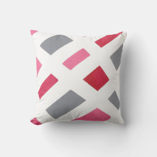 Pink Gray White Geometric Watercolor Throw Pillow