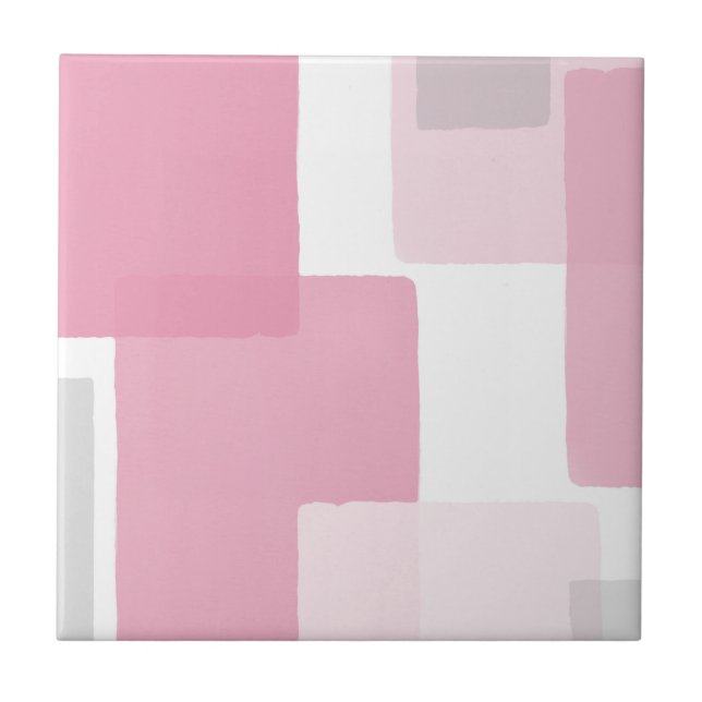 Pink Gray White Modern Minimalist Ceramic Tile (Front)