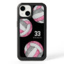 pink gray white personalized girls volleyball OtterBox iPhone 14 case