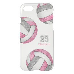 pink gray white personalized girls volleyball iPhone SE/8/7 case