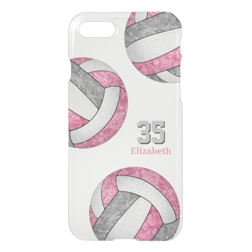 pink gray white personalized girls volleyball iPhone SE87 case