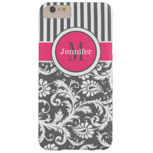 Pink, Gray, White Striped, Damask iPhone 6 Plus Barely There iPhone 6 Plus Case