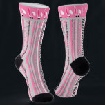 Pink, Gray & White Stripes with White Easter Bunny Socks<br><div class="desc">Super cute pink and gray striped Easter socks. Cool lucky white rabbit in sunglasses hangs out on the tip.</div>