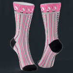 Pink, Gray & White Stripes with White Easter Bunny Socks<br><div class="desc">Super cute pink and gray striped Easter socks. Cool lucky white rabbit in sunglasses hangs out on the tip.</div>