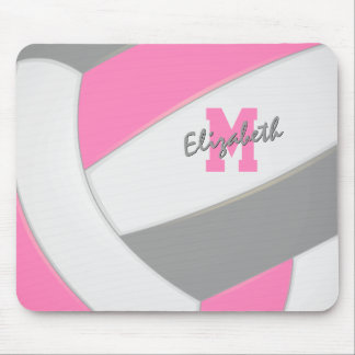 pink gray white volleyball players mouse pad