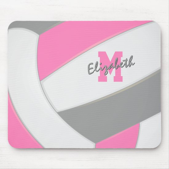 pink gray white volleyball players  mouse pad