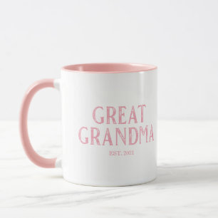 Pink Great Grandma Year Established Mug