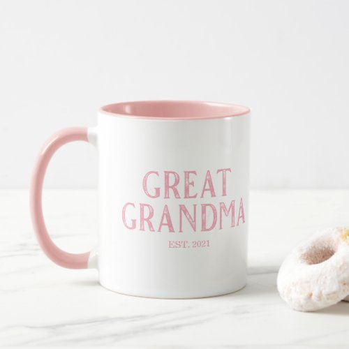 Pink Great Grandma Year Established Mug