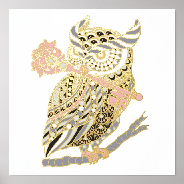 Pink Great Horned Owl  Foil Prints (Front)