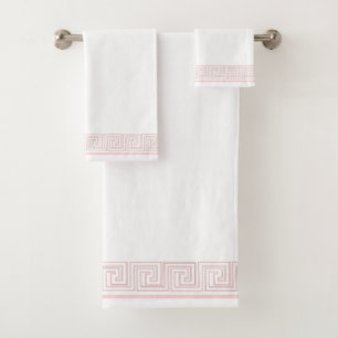 Pink Grecian Frieze Design Bath Towel Set
