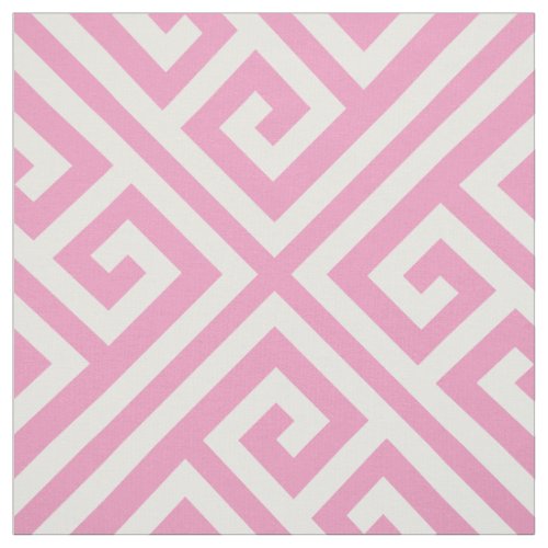 Pink Greek Key Large Scale Fabric